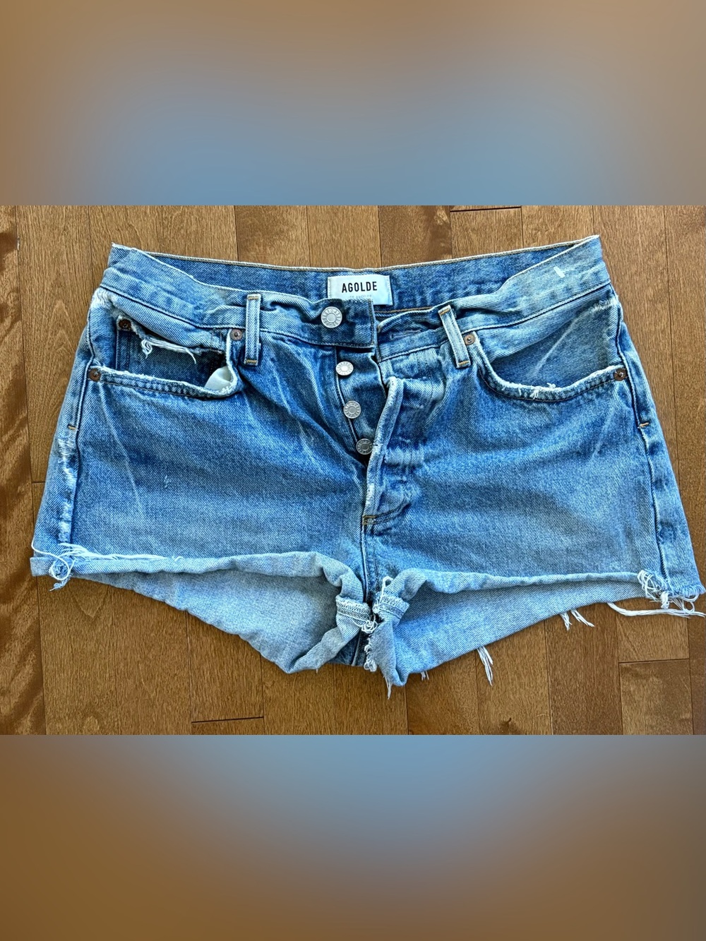 AGOLDE Parker Vintage Cutoff Denim Shorts Light Wash – Size 27